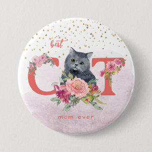 Best Cat Mum Ever Cute Kitten Happy Mother Day 7.5 Cm Round Badge