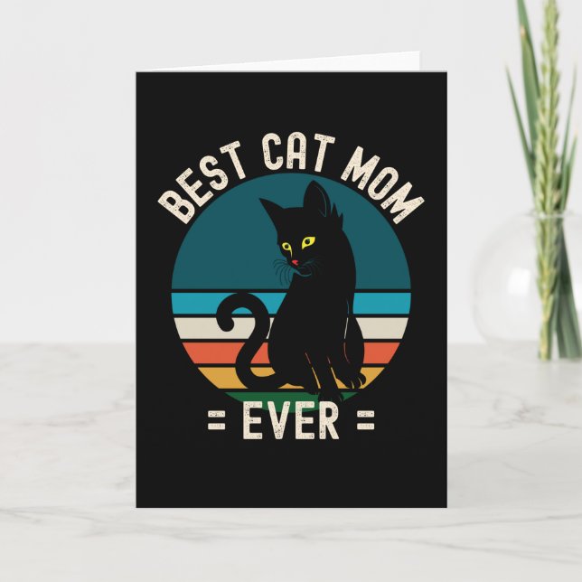 Best Cat Mum Ever Funny Black Cat Gift Card (Front)
