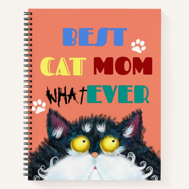 Best Cat Mum Ever grumpy cat funny text cartoon Notebook (Front)