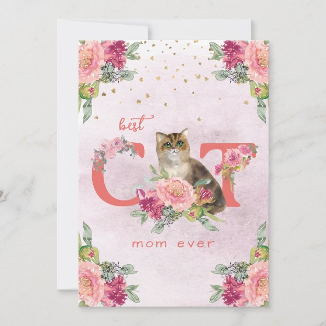 Best Cat Mum Ever Kitten Illustration Mother Day Holiday Card (Front)