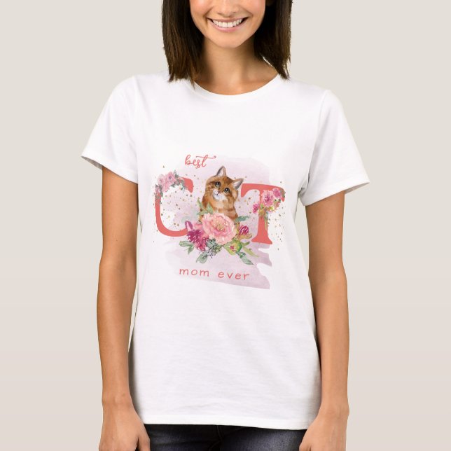 Best Cat Mum Ever Kitten Illustration Mother Day T-Shirt (Front)