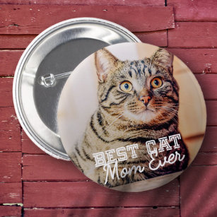 Best Cat Mum Ever Modern Custom Pet Photo 6 Cm Round Badge