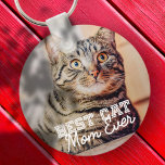 Best Cat Mum Ever Modern Custom Pet Photo Key Ring<br><div class="desc">This simple and classic design is composed of serif typography and add a custom photo</div>