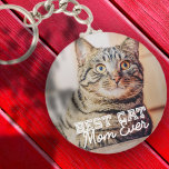 Best Cat Mum Ever Modern Custom Pet Photo Key Ring<br><div class="desc">This simple and classic design is composed of serif typography and add a custom photo</div>