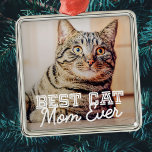 Best Cat Mum Ever Modern Custom Pet Photo Metal Tree Decoration<br><div class="desc">This simple and classic design is composed of serif typography and add a custom photo</div>