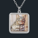 Best Cat Mum Ever Modern Custom Pet Photo Silver Plated Necklace<br><div class="desc">This simple and classic design is composed of serif typography and add a custom photo</div>
