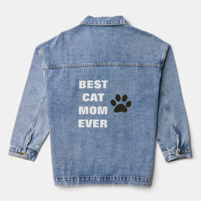 Best Cat Mum Ever Mother's Day Paw Print Denim Jacket (Back)