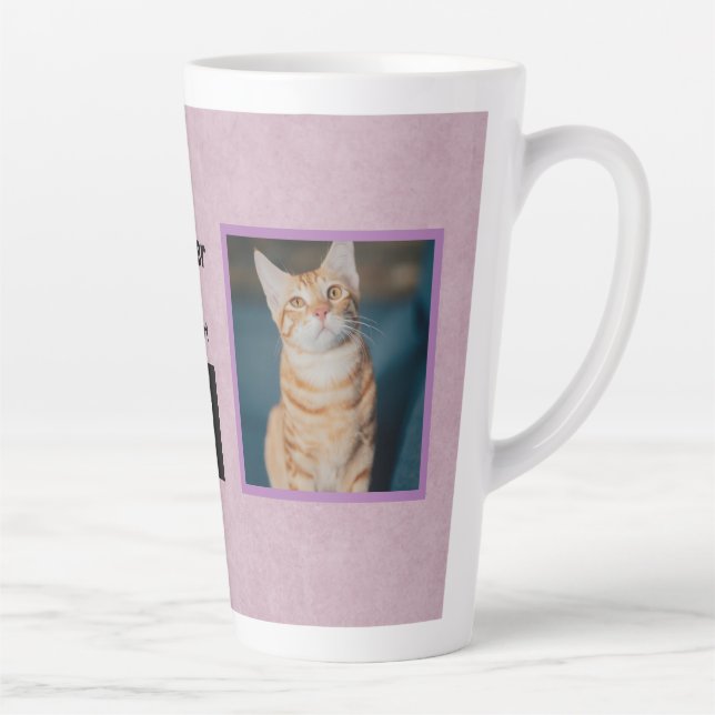 Best Cat Mum Ever | Name/Photos Pink Latte Mug (Right)