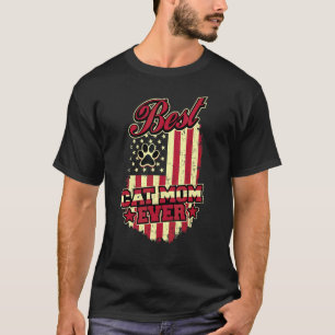 Best Cat Mum Ever Patriotic Mother Vintage America T-Shirt