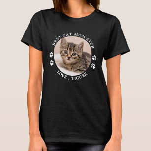 Best Cat Mum Ever Paw Prints Custom Cute Pet Photo T-Shirt