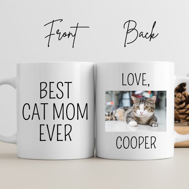 Best Cat Mum Ever Personalise Photo Mummy Birthday Coffee Mug (Creator Uploaded)