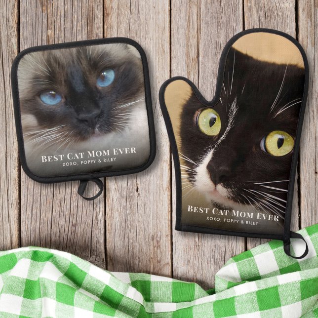 Best Cat Mum Ever Photo Oven Mitt & Pot Holder Set (Creator Uploaded)