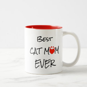 Best Cat Mum Ever Quote Personalised Photo Heart  Two-Tone Coffee Mug