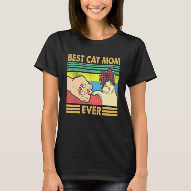 Best Cat Mum Ever Red Headband Motheru2019s Day 1 T-Shirt (Front)