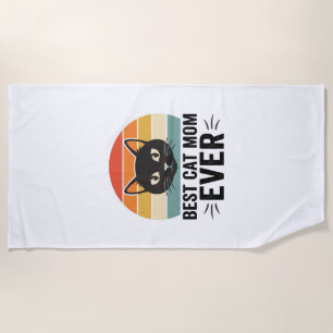 Best Cat Mum Ever Retro Cat Face Vintage Design_1 Beach Towel