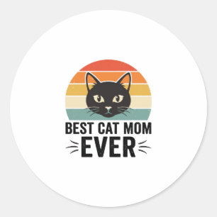 Best Cat Mum Ever Retro Cat Face Vintage Design_1 Classic Round Sticker