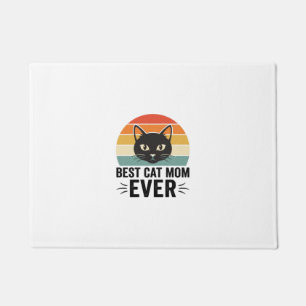 Best Cat Mum Ever Retro Cat Face Vintage Design_1 Doormat