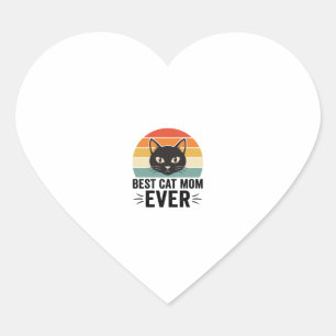 Best Cat Mum Ever Retro Cat Face Vintage Design_1 Heart Sticker