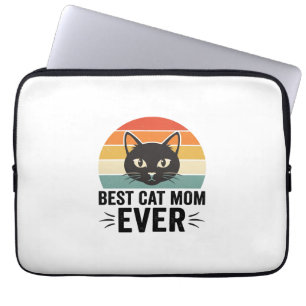 Best Cat Mum Ever Retro Cat Face Vintage Design_1 Laptop Sleeve