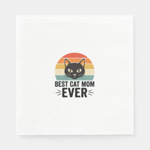 Best Cat Mum Ever Retro Cat Face Vintage Design_1 Napkin