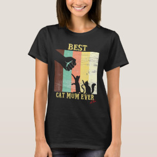 Best Cat Mum Ever Retro Vintage Fist Bump Cat T-Shirt