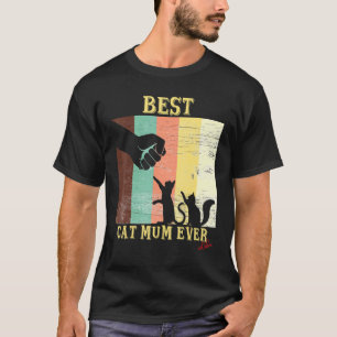 Best Cat Mum Ever Retro Vintage Fist Bump Cat T-Shirt