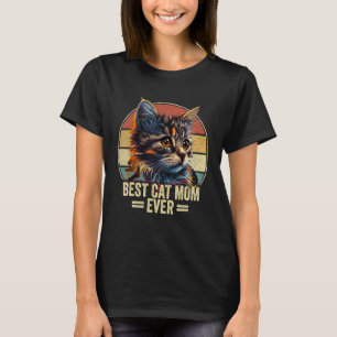 Best Cat Mum Ever Retro Vintage Pop Art Mum Cat Mo T-Shirt