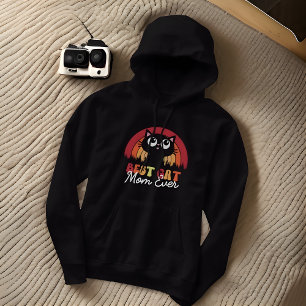 Best Cat Mum Ever Retro Vintage Rainbow Forest Hoodie