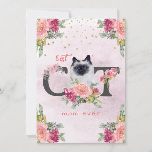 Best Cat Mum Ever Siamese Kitten Mother Day Holiday Card
