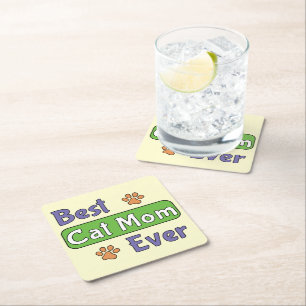 Best Cat Mum Ever Square Paper Coaster