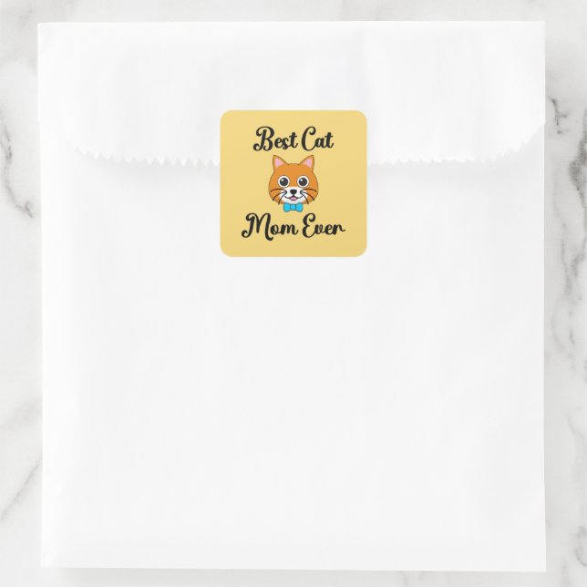 Best Cat Mum Ever Square Sticker (Bag)