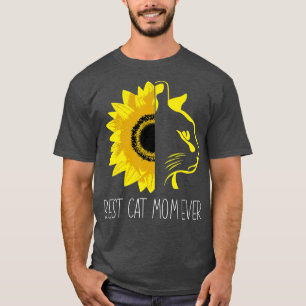 Best Cat Mum Ever Sunflower Cat Mum Mothers Day T-Shirt
