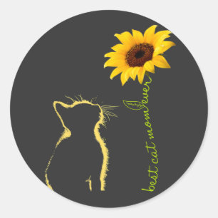 Best Cat Mum Ever Sunflower Cat Mummy Christmas T- Classic Round Sticker