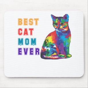 Best cat mum ever text multicolor cute cat lover mouse mat