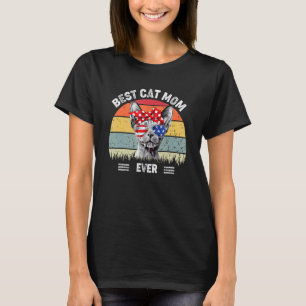 Best Cat Mum Ever Vintage 4th Of July Cat Sphynx M T-Shirt