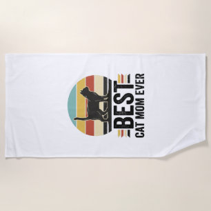 Best Cat Mum Ever Vintage Black Cat Retro Design_1 Beach Towel