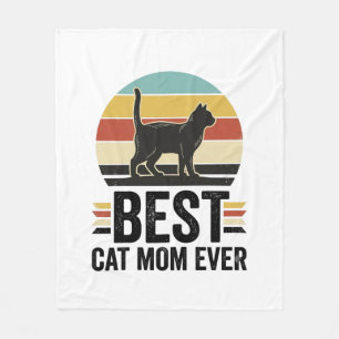 Best Cat Mum Ever Vintage Black Cat Retro Design_1 Fleece Blanket