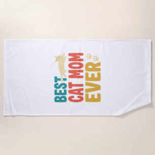 Best Cat Mum Ever Vintage Cat Lover Design_1 Beach Towel