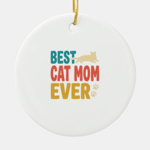 Best Cat Mum Ever Vintage Cat Lover Design_1 Ceramic Tree Decoration