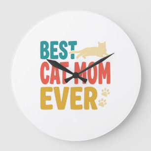 Best Cat Mum Ever Vintage Cat Lover Design_1 Large Clock