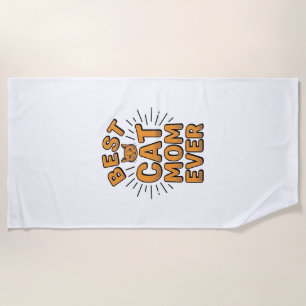 Best Cat Mum Ever Vintage Engraving Design_1 Beach Towel