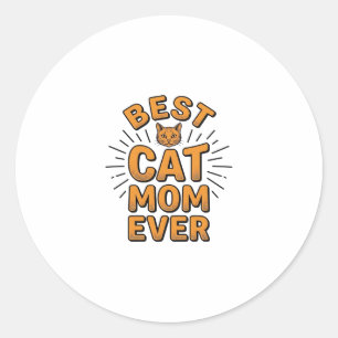 Best Cat Mum Ever Vintage Engraving Design_1 Classic Round Sticker