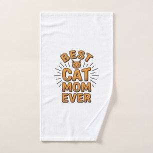 Best Cat Mum Ever Vintage Engraving Design_1 Hand Towel