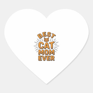 Best Cat Mum Ever Vintage Engraving Design_1 Heart Sticker