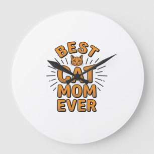 Best Cat Mum Ever Vintage Engraving Design_1 Large Clock