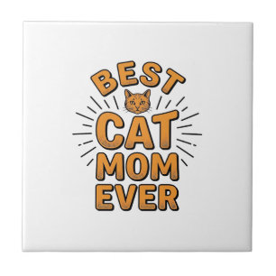 Best Cat Mum Ever Vintage Engraving Design_1 Tile