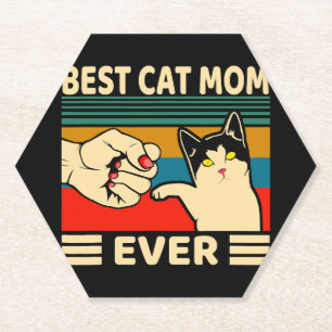 Best Cat Mum Ever Women Vintage Bump Fit Paper Coaster