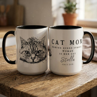 Best Cat Mum Modern Womens Quote Personalised Mug