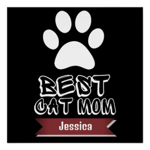 best cat mum, mummy mother mama personalise name poster