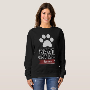 best cat mum, mummy mother mama personalise name sweatshirt